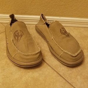 Skechers canvas slip on shoes, tan, size 9